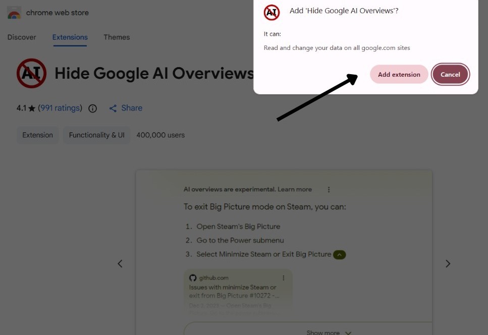 How to Hide Google AI Overviews with a Chrome Extension 7