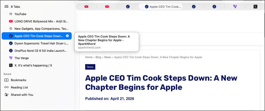 Best Browsers for Mac with Vertical Tabs – Safari