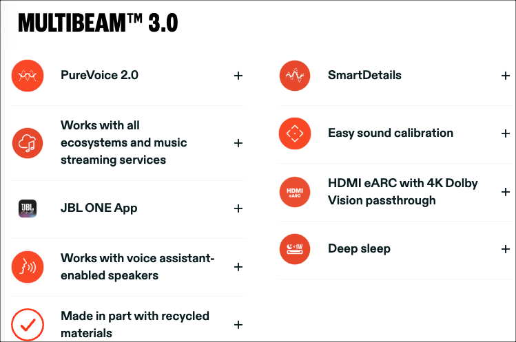 JBL’s MK2 Soundbar MultiBeam 3.0 technology